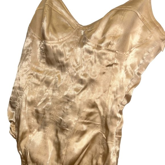 zara shimmery Champagne Beige Swifty Beyonce concert Body suit XS - Picture 4 of 4